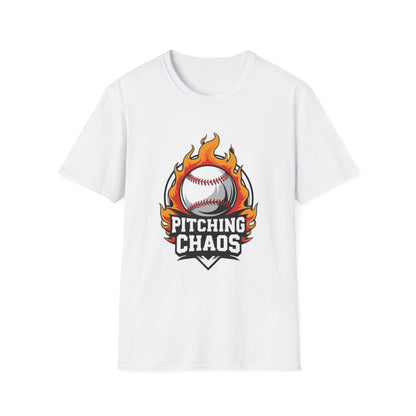 Pitching Chaos Baseball T-Shirt for Sports Enthusiasts