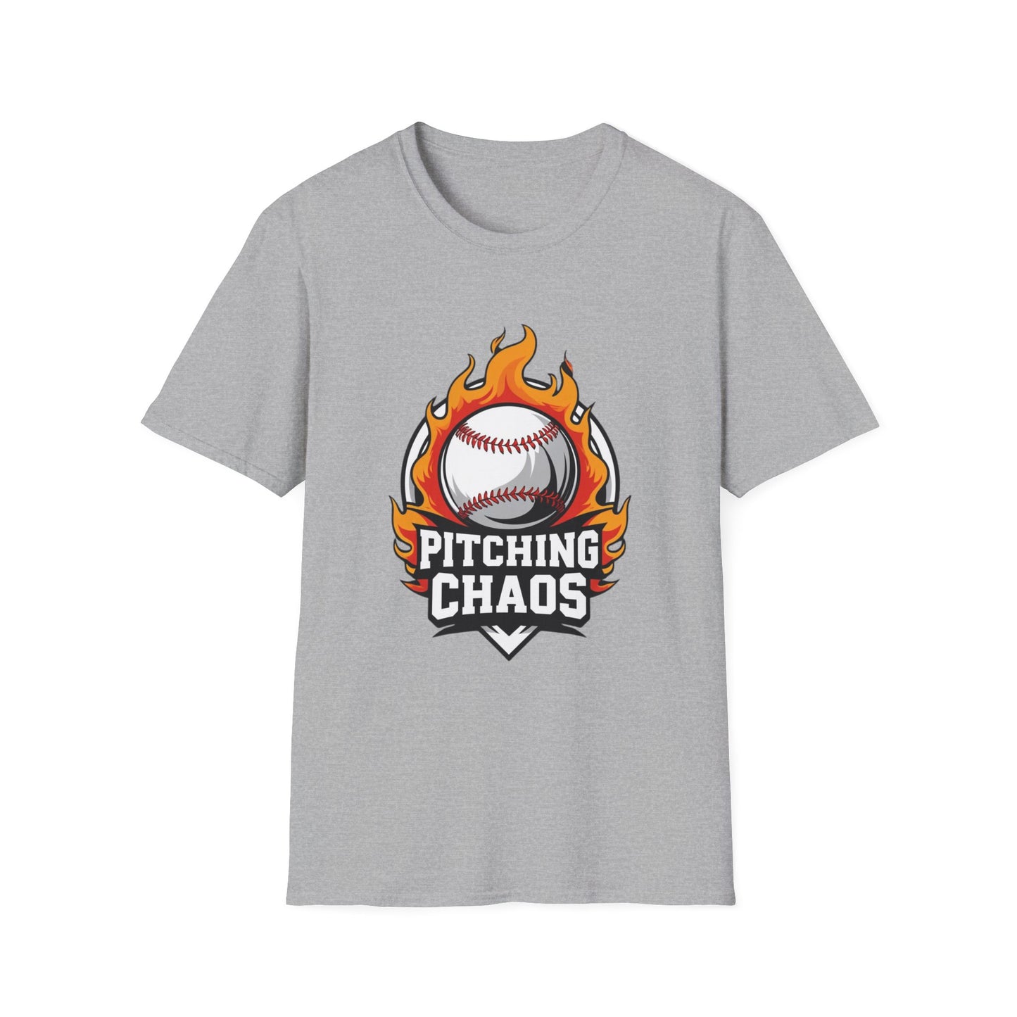 Pitching Chaos Baseball T-Shirt for Sports Enthusiasts